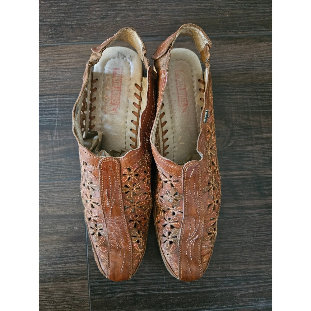 PIKOLINOS Leather Daisy Cutout Scalloped Mules Artisan Boho Cottagecore - Sz 40 - Picture 7 of 12